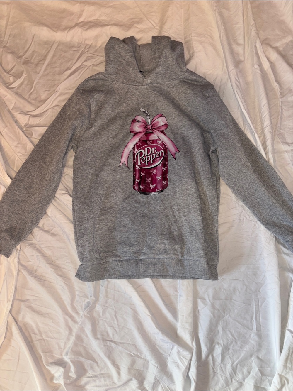 NWOT 💕Gray Women's Hoodie Sweatshirt with Pink Dr Pepper Graphic